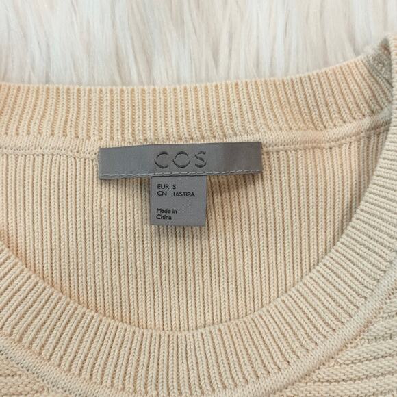 COS Ribbed Long Sleeve Bodysuit Seamless Rib Knit Fitted Top Beige Sweater - Picture 11 of 14
